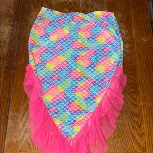 Colorful Mermaid Scale Swim Skirt with Pink Ruffles